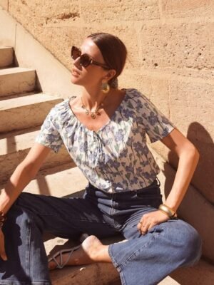 Blusa manga corta estampado floral
