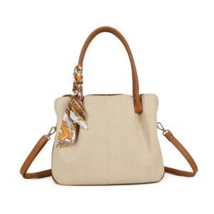 Bolso Mademoiselle Canvas de lona y detalles de cuero marrón