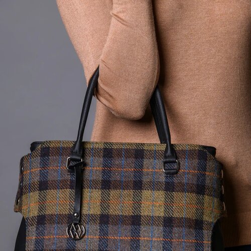 Bolso tote de lana y piel EMILY Marron