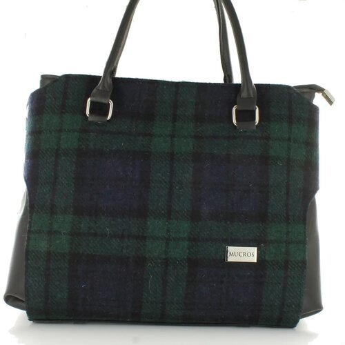 Bolso tote de lana y piel EMILY Verde Bolso tote de lana y piel EMILY Verde