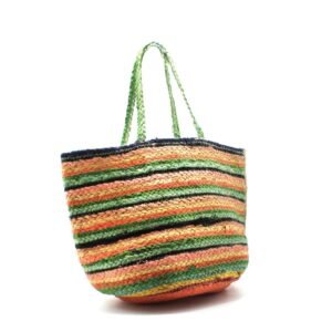 Bolso tote de yute multicolor con degradado