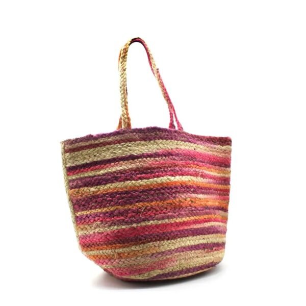 Bolso tote grande de yute rosa con degradado