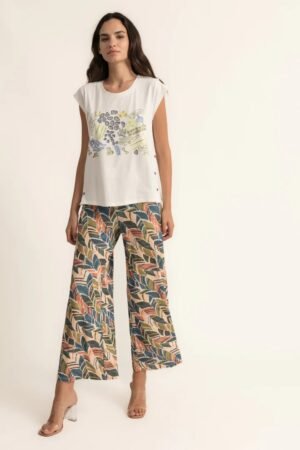 Camiseta bordado lentejuelas y botones laterales