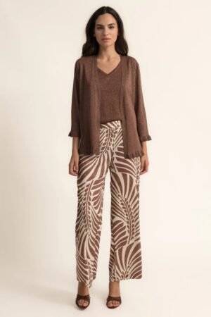 Cárdigan lurex con volantes chocolate
