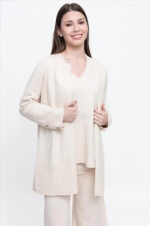 Cárdigan de punto fino beige