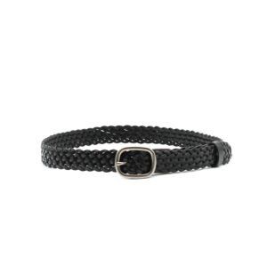 Cinturón trenzado de cuero negro
