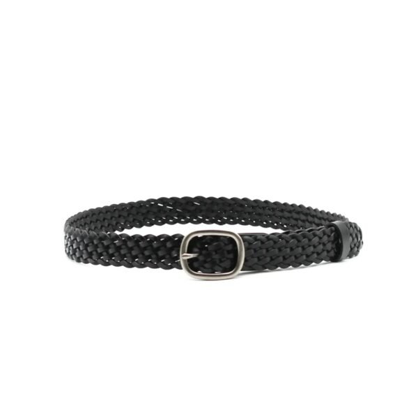Cinturón trenzado de cuero negro