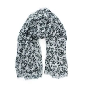 Fular estampado mini hojas blanco y negro