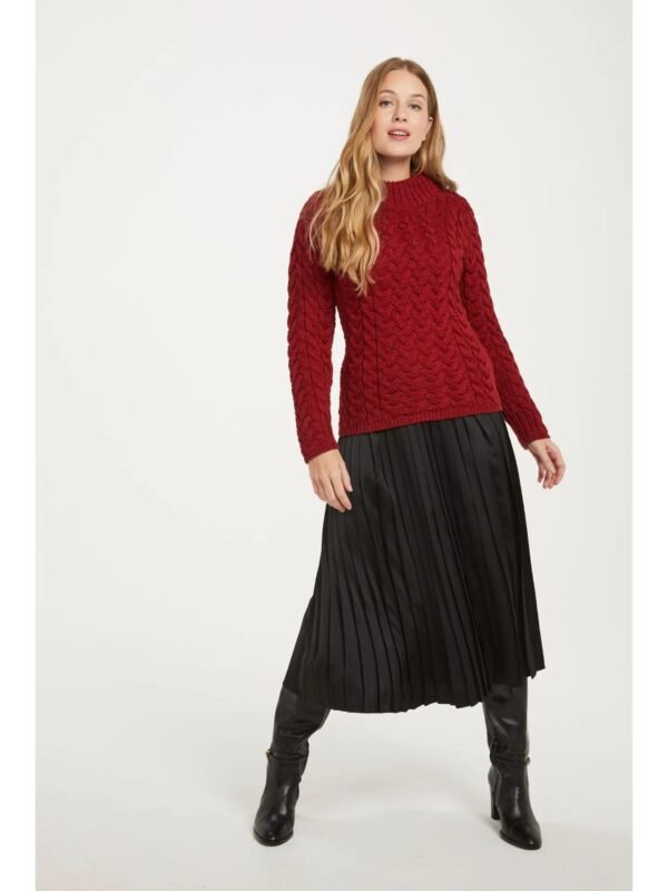 Jersey Aran de lana estilo Knightstown rojo
