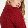 Jersey Aran de lana estilo Knightstown rojo
