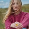 Jersey de cuello vuelto Brackloon Tweed lana rosa