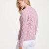 Jersey Listowel Aran Cabled de lana rosa