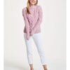 Jersey Listowel Aran Cabled de lana rosa
