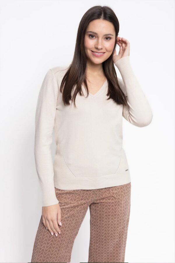 Jersey punto escote pico blanco