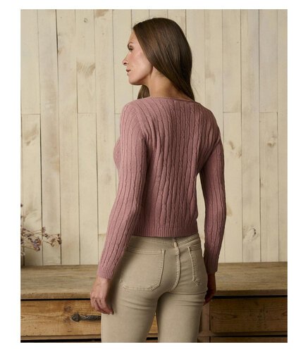 Jersey fino de escote pico rosa