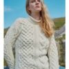 Jersey con patrón asimétrico de lana Calla Aran beige