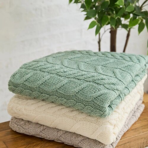 Manta suave de lana Beige