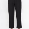 Pantalón liso relax-fit con cordón delantero rojo