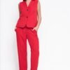 Pantalón liso relax-fit con cordón delantero rojo