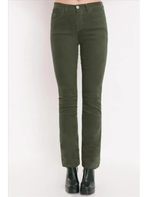 Pantalón slim de pana verde