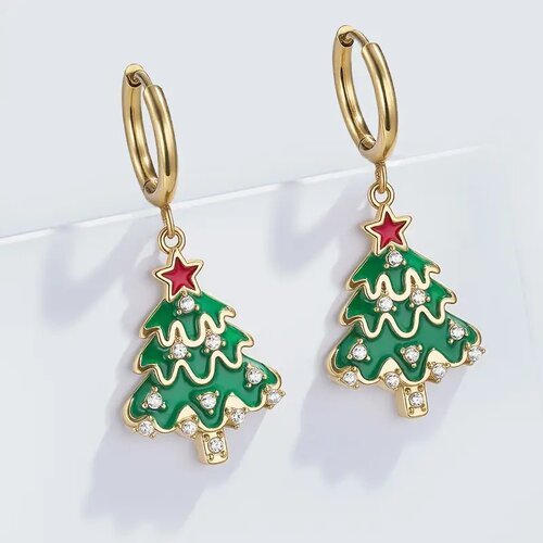 Pendientes dorados árbol de Navidad