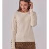 Jersey de punto y cuello redondo burdeos