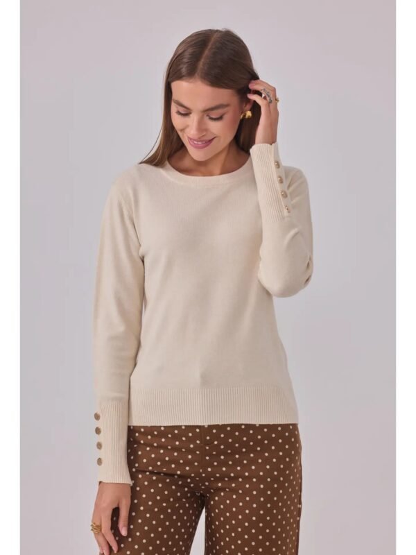 Jersey de punto y cuello redondo burdeos