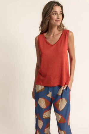 Top lúrex naranja