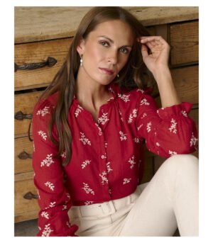 Blusa bordada TANIA color cereza