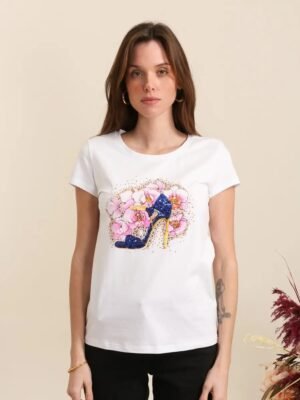 Camiseta con estampado de lentejuelas