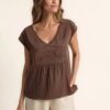 Camiseta flamé bordados color chocolate