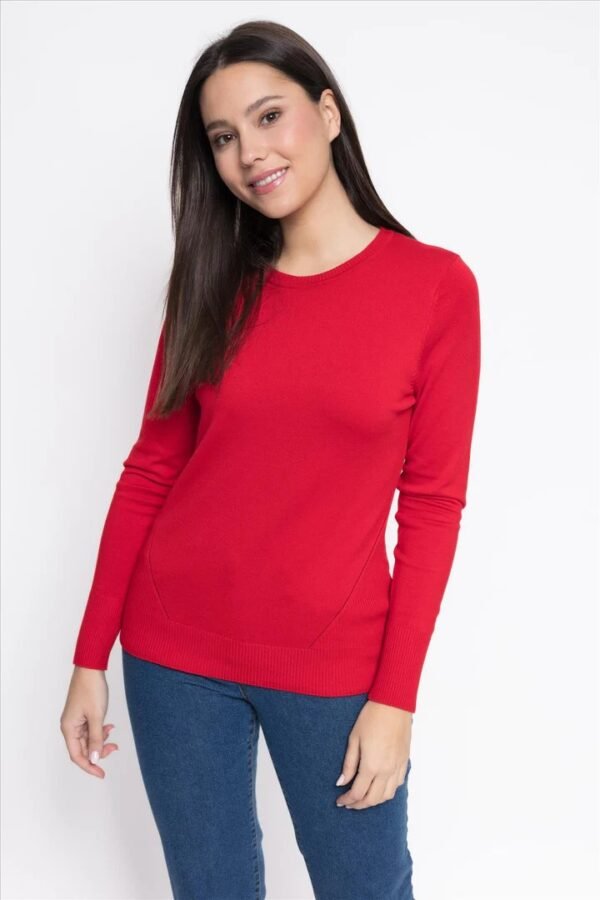 Jersey básico de punto fino rojo