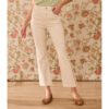 Pantalón vaquero beige con bordado