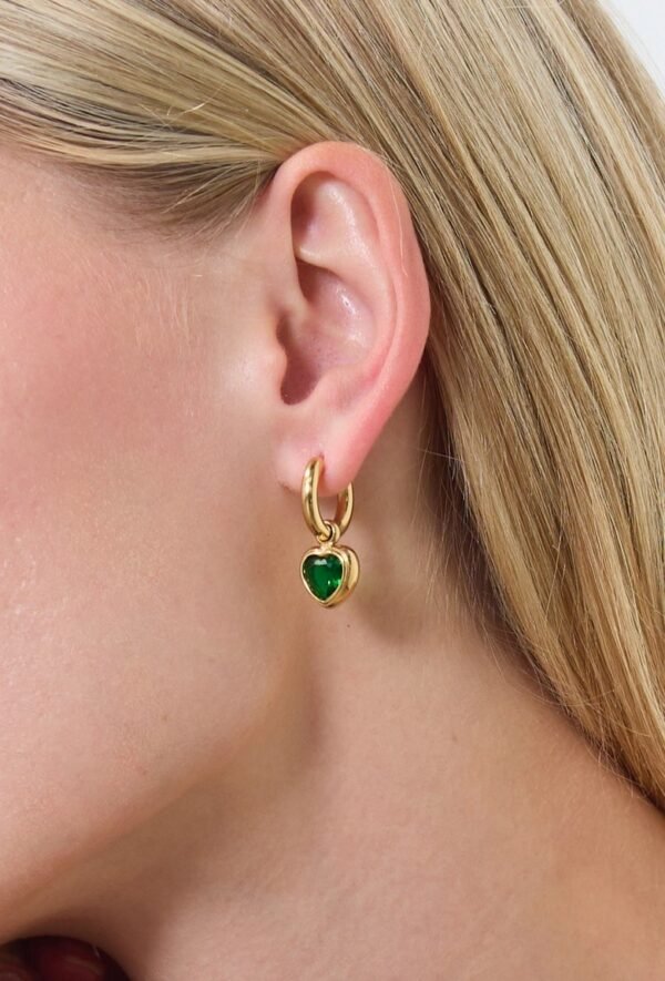 Pendientes de corazón Verde