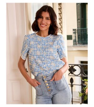 Top bordado inglés y cuadros vichy