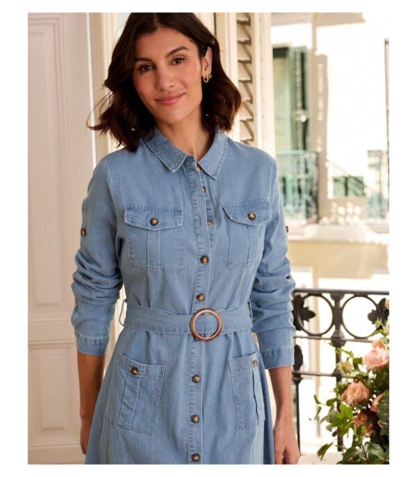 vestido-camisero-paulina detalle Vestido vaquero con cinturón