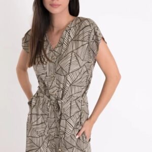 Blusa estampada con botones y lazada