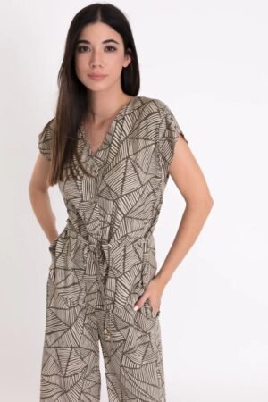 Blusa estampada con botones y lazada