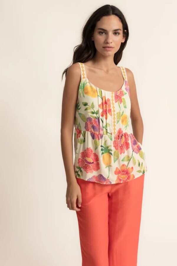 Blusa floral de tirantes bordados