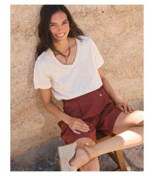 Camiseta crochet escote pico