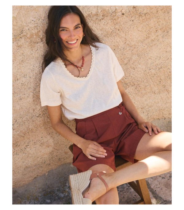 Camiseta crochet escote pico