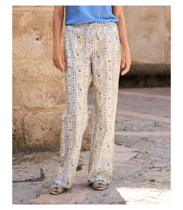 Pantalón fluido largo de flores