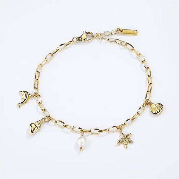 Pulsera dorada motivos marinos REBECA