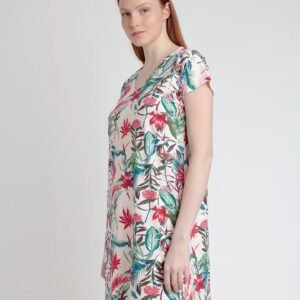 Vestido manga corta estampado TRÓPICO