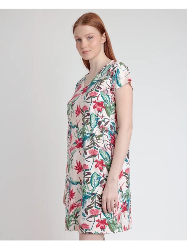 Vestido manga corta estampado TRÓPICO