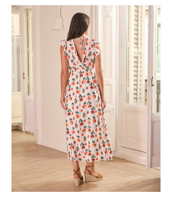 Vestido largo estampado floral con abertura MARINA
