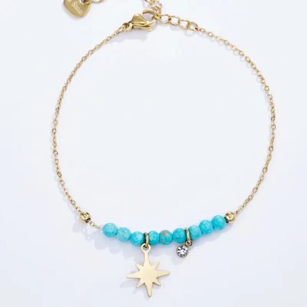 Pulsera dorada bolitas azules y estrella BLUE