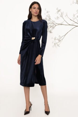 Vestido ceremonia terciopelo Rylla azul noche