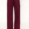 Pantalón recto de antelina y cintura elástica IVANA burdeos