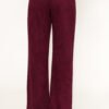 Pantalón recto de antelina y cintura elástica IVANA burdeos
